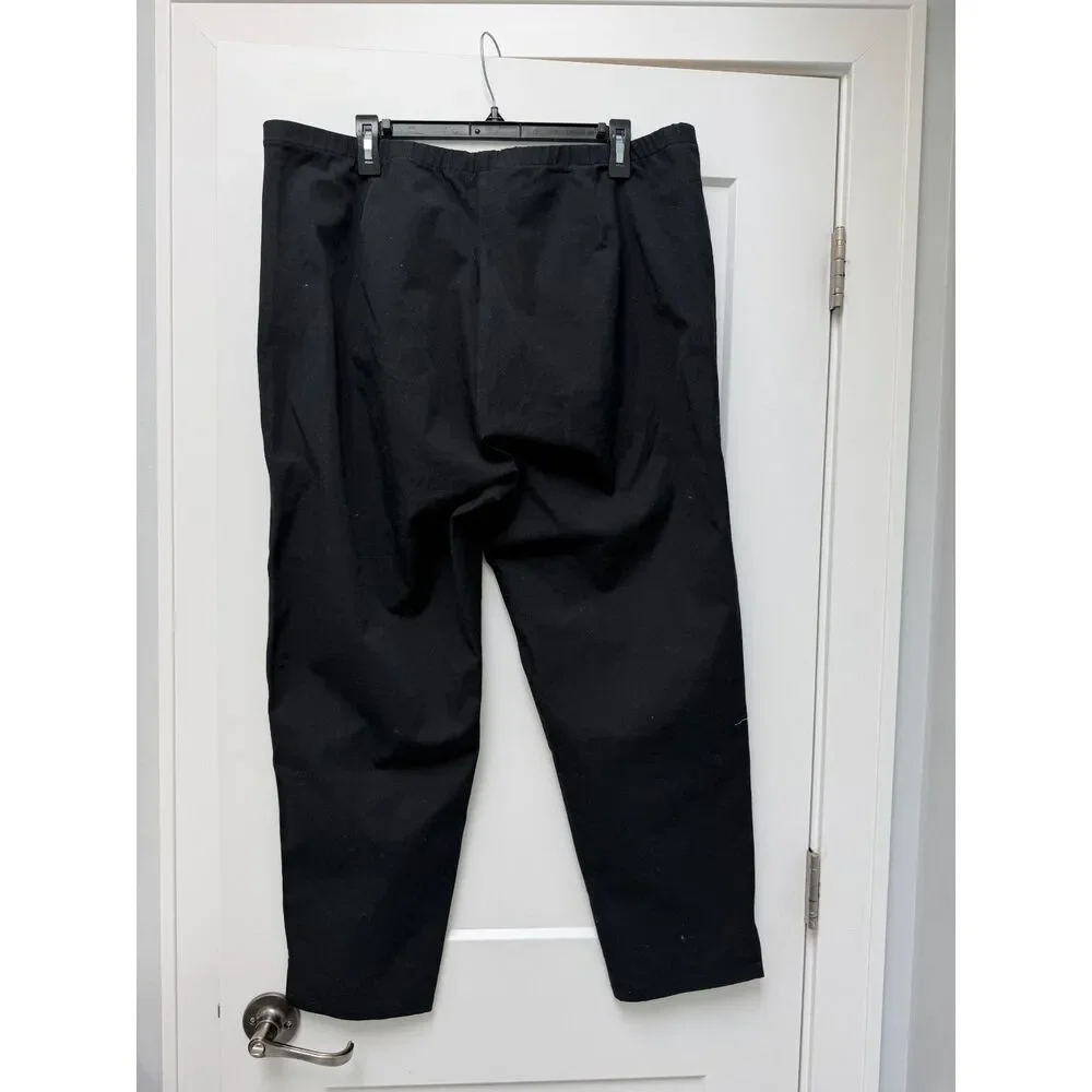Eileen Fisher Black Stretch Side Zip Ankle Pants Organic Cotton 1X